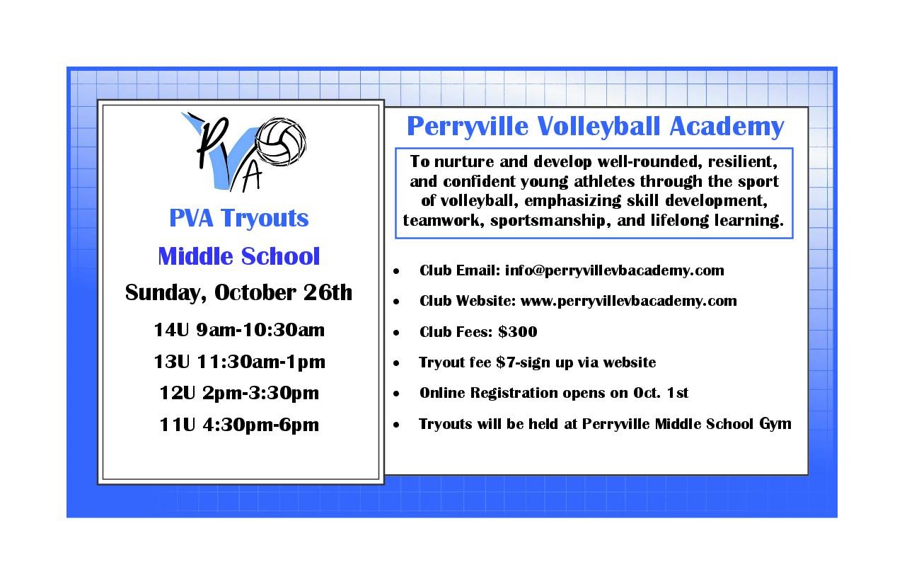 PVA Middle School Tryout-Flyer PVA Middle School Tryout-Flyer